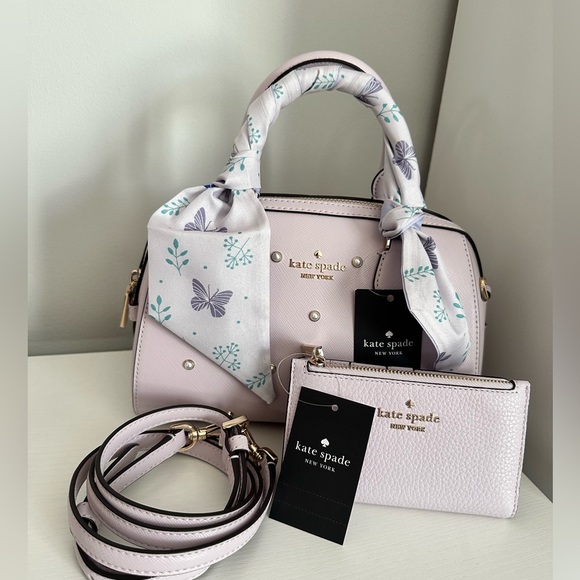 kate spade Handbags - Kate Spade Madison Faux Pearl Studded Satchel + Leila Wallet in (Lilac Moon)